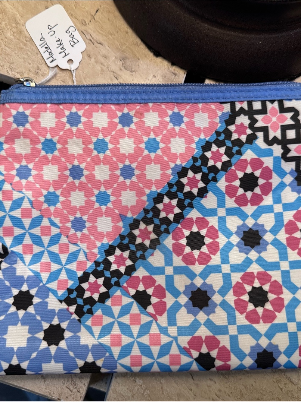 Modella Pink & Blue Geometric Cosmetic Pouch